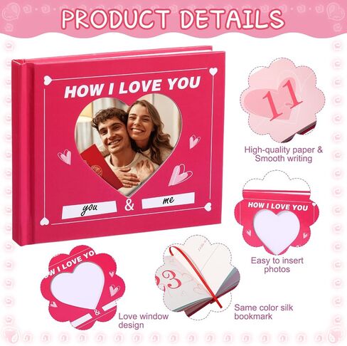 Valentines Fill In The Blank Book Mini How i Love You Journal with Stickers Picture Corners DIY Wrote Love about You Book Valentines Gifts for Women Men Boyfriend,4.1" x 3.4"(Red) in Kuwait