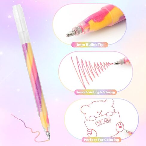 6 حزمة خلط من 3 ألوان Magic Rainbow Pastel Gel Ambens ، قلم متغير للألوان ، قلم Kawaii Fun for Women Girls Doodling Scrapbooking Journaling ، فنان يوضح in Kuwait