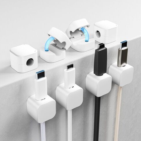Magnetic Cable Management Clips 8 Pack, Cliffora Cord Organizer, Phone USB Charging Cable Storage Holder, Cable Clips Organizer for Office Desk Car Wall Desktop Nightstand - Black in Saudi Arabia