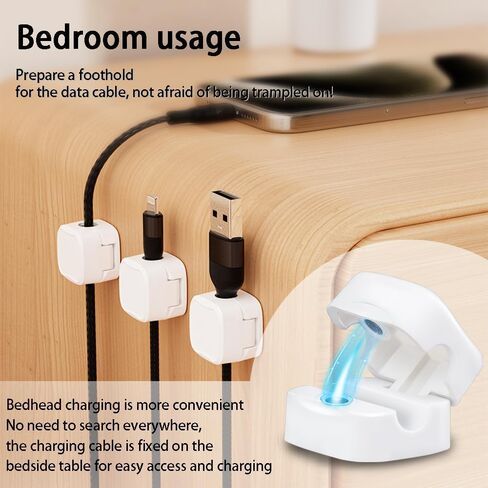 Magnetic Cable Management Clips 8 Pack, Cliffora Cord Organizer, Phone USB Charging Cable Storage Holder, Cable Clips Organizer for Office Desk Car Wall Desktop Nightstand - Black in Saudi Arabia