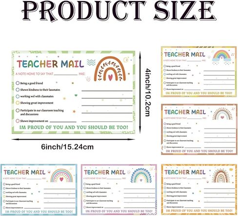 Rainbow Happy Mail Teacher Notes to Parents Classroom Good Behavior Incentive Motivational Cards 50 Pcs Motivational Notes Positive Postcards For Home,Preschool, Kindergarten, Elementary (Color3) in Kuwait