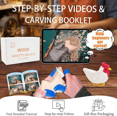 Wood Carving Kit, Bird Carving DIY Kits for Adults,Wood Carving Tools with 1 Wood Carving Knives 2 Balsa Blocks (Cardinal) in Kuwait