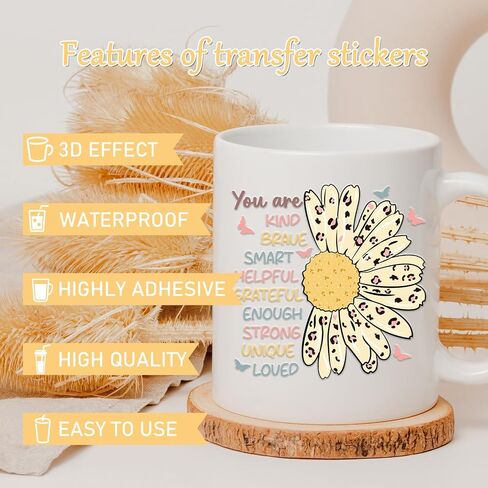 Wrap UVDTF Cup Wrap - 20 ورقة Leopard Print UV DTF Cup Wraps لـ 16 Oz Glass ، ملصقات زهرة قوس قزح الفراشة للمياه ، فرك مقاوم للماء على شارات النقل ، هدية المعلم DIY in Kuwait
