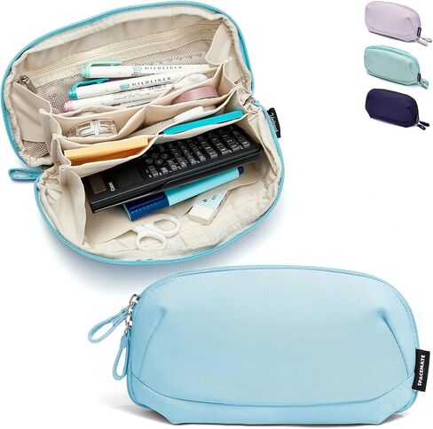 Pencil Case Pouch Bag School Supplies for Girls and Boys, Large Big Capacity Aesthetic Pen Case, Multi Compartment Zipper Stationery Bag for Women Men Adults, Navy Blue, 1800ml in Saudi Arabia