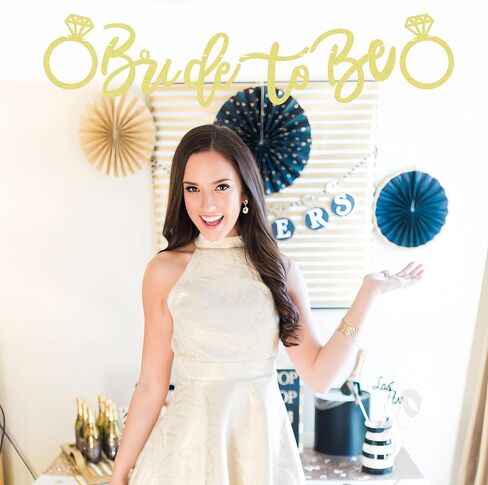 Pre-Strung Bride to Be Banner - Rose Gold Glitter Bridal Shower Decorations Supplies - Bride to Be Sign Bridal Shower Banner for Bachelorette Party, Engagement or Wedding, Photo Booth Prop in Saudi Arabia