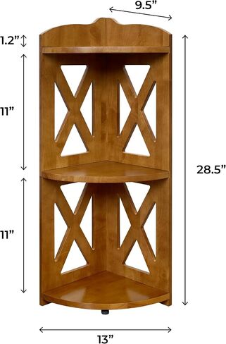 Corner Shelf Stand, Corner Bookshelf, Small Corner Shelves by Natural Wood, Plant Stand, Corner Bookcase for Living Room, Home Office, Bedroom, (Brown, 3 Tier) in Saudi Arabia