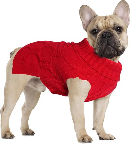 Small Dog Sweater, Boys Girls Sleeveless Turtleneck Autumn and Winter Warm Knitted Sweater Soft Sweater Thanksgiving Christmas Holiday Dog Sweater Cat Sweater for Chihuahua, Red, XS in Saudi Arabia