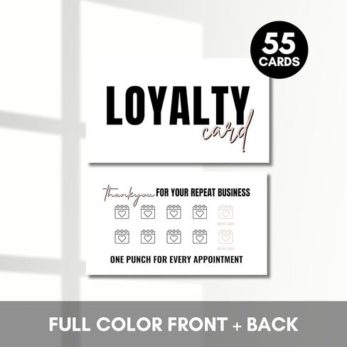 بطاقة ولاء الوجه ، نظام مكافآت 10 أحادي ، 55 بطاقة ، ألوان كاملة عالية اللمعان الأمامية والخلف (أسود) in Kuwait