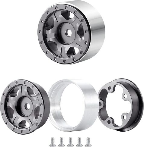 que-t 4pcs 1.0inch Metal Beadlock Wheel Rims Hubs for 1:24 Axial SCX24 AXI0081 AXI00001 C10 AXI00002 JLU RC CAR (Orange) in Kuwait