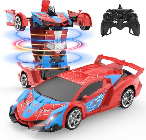 DEERC Spider RC Car Transform Robot ، 2.4 GHZ REMOTE CONTROL CARS CARS للأطفال ، 1:18 SCALE ROBOT TOY CAR W/ONE-IDE TRANTREATION ، 360 ° ، وضع Auto Mode ، بطارية قابلة لإعادة الشحن ، روبوت للأولاد Man Boys in Kuwait