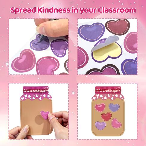 YIXAXKAO 60 Sets Valentine's Day Love Candy Jar Craft Kit DIY Love Heart Candy Jar Valentine's Day Craft Fun Activity for School Classroom (Sweet Candy Jar) in Kuwait