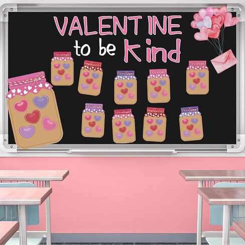 YIXAXKAO 60 Sets Valentine's Day Love Candy Jar Craft Kit DIY Love Heart Candy Jar Valentine's Day Craft Fun Activity for School Classroom (Sweet Candy Jar) in Kuwait