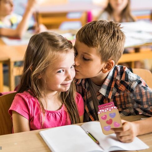 YIXAXKAO 60 Sets Valentine's Day Love Candy Jar Craft Kit DIY Love Heart Candy Jar Valentine's Day Craft Fun Activity for School Classroom (Sweet Candy Jar) in Kuwait