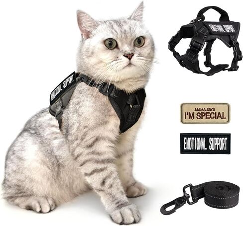 Tactical Cat Harness and Leash Pink for Walking Esacpe Proof, Adjustable Soft Mesh Large Cat Vest with Handle Easy to Control,Molle Patches L in Kuwait