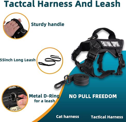 Tactical Cat Harness and Leash Pink for Walking Esacpe Proof, Adjustable Soft Mesh Large Cat Vest with Handle Easy to Control,Molle Patches L in Kuwait