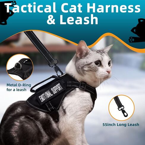 Tactical Cat Harness and Leash Pink for Walking Esacpe Proof, Adjustable Soft Mesh Large Cat Vest with Handle Easy to Control,Molle Patches L in Kuwait