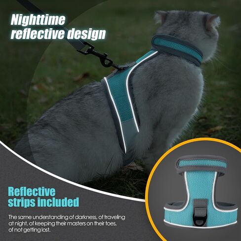 Cat Harness and Leash Set, Escape Proof Adjustable Kittens Vest with Reflective Strip, Easy to Wear for Cats Walking and Traveling, Soft Mesh Kitten Harness for Small Medium Large Cats in Kuwait