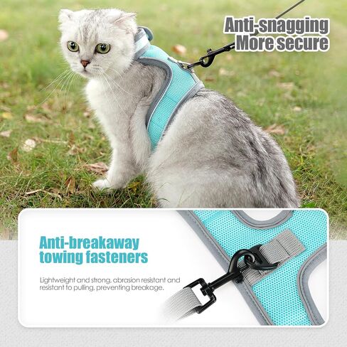 Cat Harness and Leash Set, Escape Proof Adjustable Kittens Vest with Reflective Strip, Easy to Wear for Cats Walking and Traveling, Soft Mesh Kitten Harness for Small Medium Large Cats in Kuwait