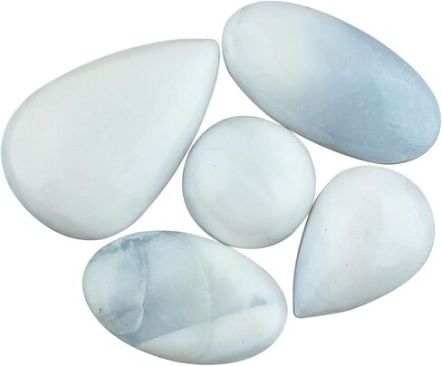 CRYSTALIS Wholesale 5pcs Natural Indian Moss Agate Loose Gemstone Bulk Cabochons Jewelry Making Supply from India, Chakra Healing Polished Stones, Wire Wrapping, DIY, Gem Collection, 15-20mm in Saudi Arabia