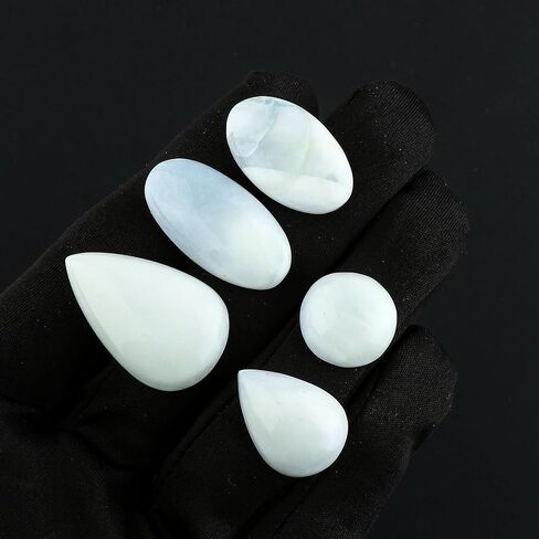 CRYSTALIS Wholesale 5pcs Natural Indian Moss Agate Loose Gemstone Bulk Cabochons Jewelry Making Supply from India, Chakra Healing Polished Stones, Wire Wrapping, DIY, Gem Collection, 15-20mm in Saudi Arabia