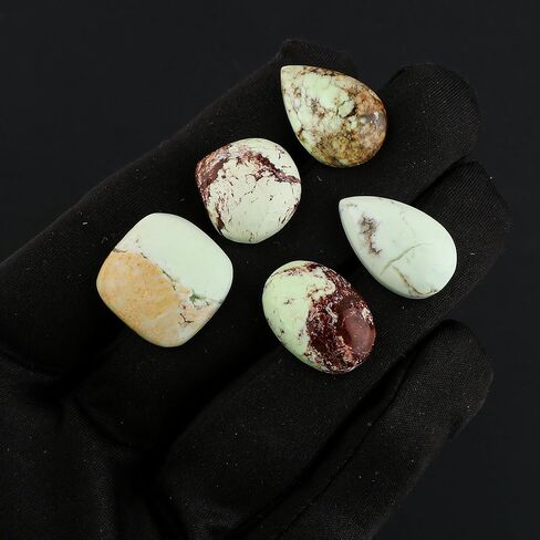 CRYSTALIS Wholesale 5pcs Natural Indian Moss Agate Loose Gemstone Bulk Cabochons Jewelry Making Supply from India, Chakra Healing Polished Stones, Wire Wrapping, DIY, Gem Collection, 15-20mm in Saudi Arabia