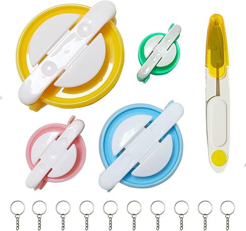 CHELIZIYA 10+4+100 Pcs Dream Catcher Rings Set, Metal Hoops for Crafts, 6 Inches Macrame Rings Gold, 5 Shapes Metal Hoops with 4 Size Pompom Makers and 100 Pcs Wood Beads in Saudi Arabia