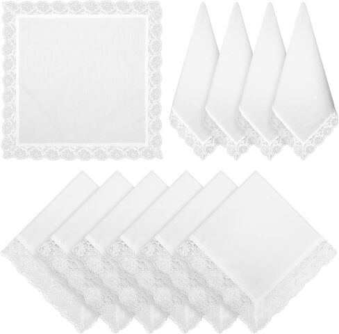 6 Pack 23'' Lap Scarf for Women Church with Lace Lap Scarves Ladies Cotton Handkerchief for Skirts Church Office in Kuwait