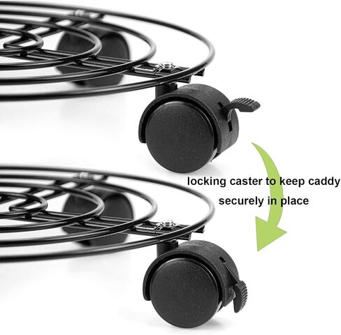 Tosnail 3 Pack 10.5" Round Metal Plant Caddy Plant Dolly Plant Stand Plant Holder with Caster Wheels - Black in Saudi Arabia