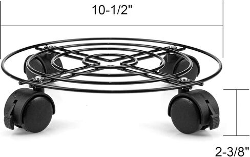 Tosnail 3 Pack 10.5" Round Metal Plant Caddy Plant Dolly Plant Stand Plant Holder with Caster Wheels - Black in Saudi Arabia