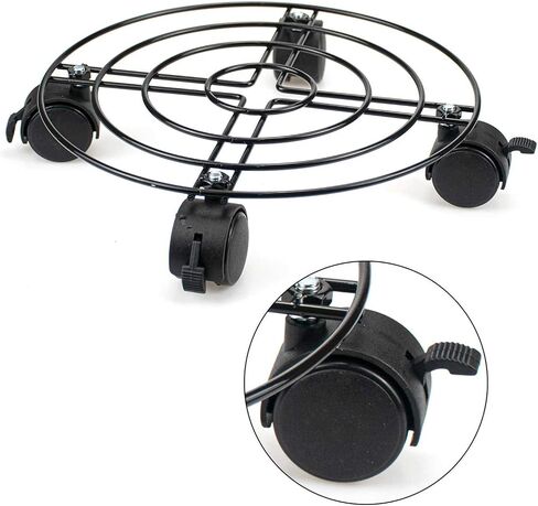 Tosnail 3 Pack 10.5" Round Metal Plant Caddy Plant Dolly Plant Stand Plant Holder with Caster Wheels - Black in Saudi Arabia