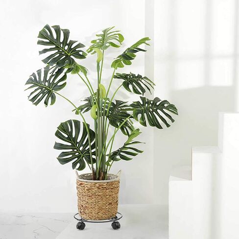 Tosnail 3 Pack 10.5" Round Metal Plant Caddy Plant Dolly Plant Stand Plant Holder with Caster Wheels - Black in Saudi Arabia