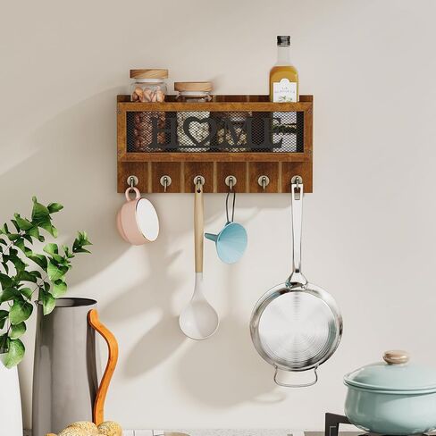 YINMIT Key and Mail Holder for Wall, Mail Organizer Wall Mounted with 6 Hooks, Decorative Key Holder Wall Mount, Key Organizer Rack Hooks Key Hanger for Entryway Doorway Hallway Home Decor in Saudi Arabia