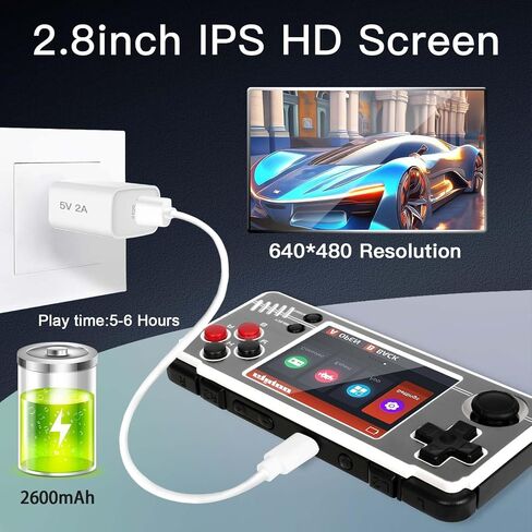 Miyoo A30 Retro Handheld Game Console,Portable Game Emulator with Storage Case,2.8" IPS Screen,Compatible with Many Types of Classic Games.(Black 64GB) in Saudi Arabia