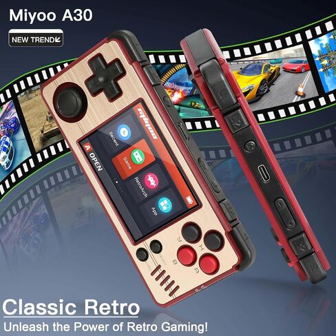 Miyoo A30 Retro Handheld Game Console,Portable Game Emulator with Storage Case,2.8" IPS Screen,Compatible with Many Types of Classic Games.(Black 64GB) in Saudi Arabia