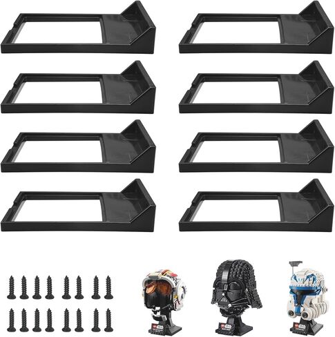 8 Pcs Black Wall Mount Display Stand Fits Lego Star Wars Helmet, Wall Mount Display Shelf, Compatible with All Standard Lego Helmets, Boba Fett 75277/Tie Fighter Pilot 75274/Stormtrooper 75276 in Saudi Arabia