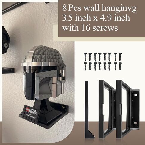 8 Pcs Black Wall Mount Display Stand Fits Lego Star Wars Helmet, Wall Mount Display Shelf, Compatible with All Standard Lego Helmets, Boba Fett 75277/Tie Fighter Pilot 75274/Stormtrooper 75276 in Saudi Arabia