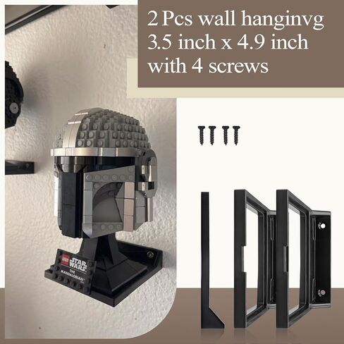 8 Pcs Black Wall Mount Display Stand Fits Lego Star Wars Helmet, Wall Mount Display Shelf, Compatible with All Standard Lego Helmets, Boba Fett 75277/Tie Fighter Pilot 75274/Stormtrooper 75276 in Saudi Arabia