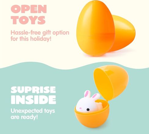 JOYIN 24 PCS Prefilled Easter Eggs with Assorted Toys，Filled with Mochi Squishy Toys and Pop Bubble Fidget Keychains,Stress Reliever Toys for Easter Basket Stuffers, Party Favors, Easter Egg Hunt in Saudi Arabia