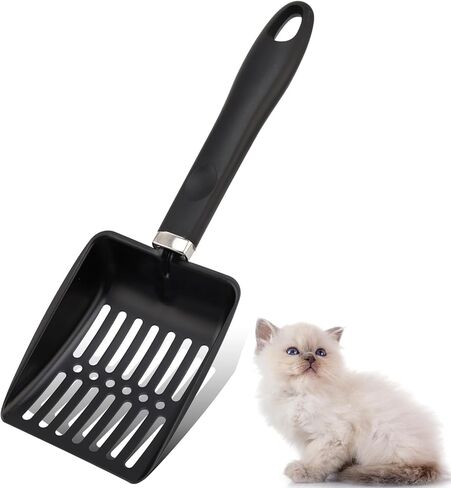 Cat Litter Scoop,Metal Cat Litter Scoop,Stainless Steel cat Litter Scoop with Non-Slip Handle,Poop Sifting,Kitten Pooper Lifter,for Litter Box in Kuwait