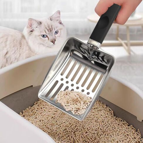 Cat Litter Scoop,Metal Cat Litter Scoop,Stainless Steel cat Litter Scoop with Non-Slip Handle,Poop Sifting,Kitten Pooper Lifter,for Litter Box in Saudi Arabia