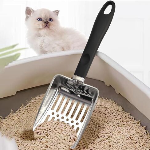 Cat Litter Scoop,Metal Cat Litter Scoop,Stainless Steel cat Litter Scoop with Non-Slip Handle,Poop Sifting,Kitten Pooper Lifter,for Litter Box in Saudi Arabia