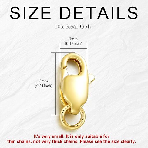 10K Gold Clasp Double Lobster Clasp Necklace Extender Clasp Bracelet Extension Connector for DIY Necklace Bracelet Jewelry Making(Style 8) in Kuwait