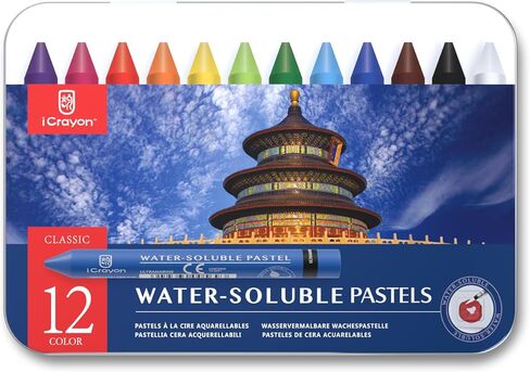 12 Colors Water Soluble Pastels, Watercolor Pastels Set for Beginners and Hobbyists, Includes Sharpener, Palette & Brush for Vibrant Art Creations (Classic) in Saudi Arabia