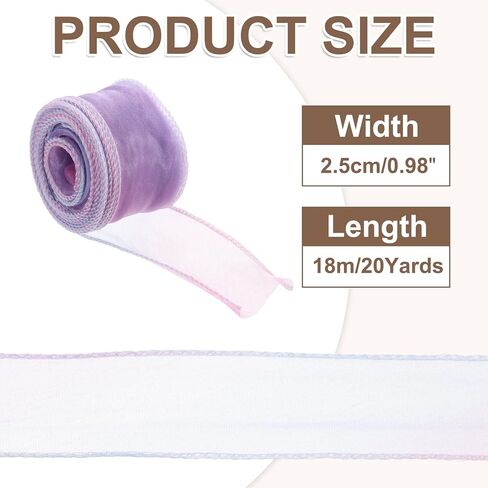 Patikil 1.6 بوصة × 10 ياردة شريط عضوي ، هدايا لف أشرطة التدرج تعبئة خيوط ذيل السمك in Kuwait