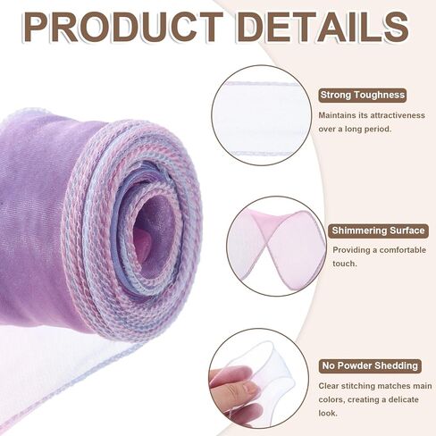 Patikil 1.6 بوصة × 10 ياردة شريط عضوي ، هدايا لف أشرطة التدرج تعبئة خيوط ذيل السمك in Kuwait