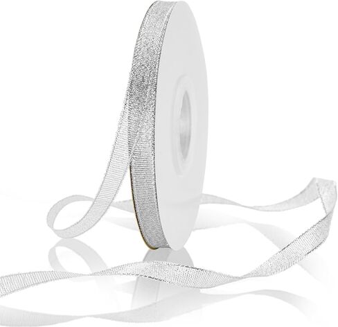 Gold Glitter Ribbon 3/8 Inch Thin Sparkly Fabric Ribbon 50 Yards Gift Ribbon Christmas Ribbon for Gift Wrapping, Presents, Crafts, Christmas Holiday Wedding Birthday Party Decoration (Gold) in Kuwait