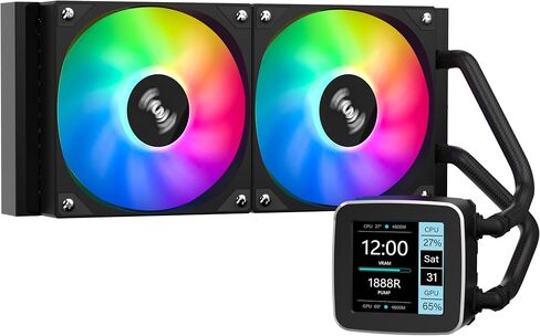 SAMA LD 240mm AIO - CPU Liquid Cooler - Customizable 2.8" Square LCD Display for Images - 3×120mm CPU Cooler ARGB PWM Fan for Intel: LGA775,115X,1366,1200,1700 AMD:AM5,AM4 - White in Saudi Arabia