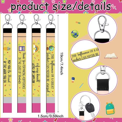 Ecally 50 Pcs Graduation Party Lanyard Keychains Gifts Bulk Thank You Teacher Appreciation Lanyard for Party Favor Supplies in Saudi Arabia