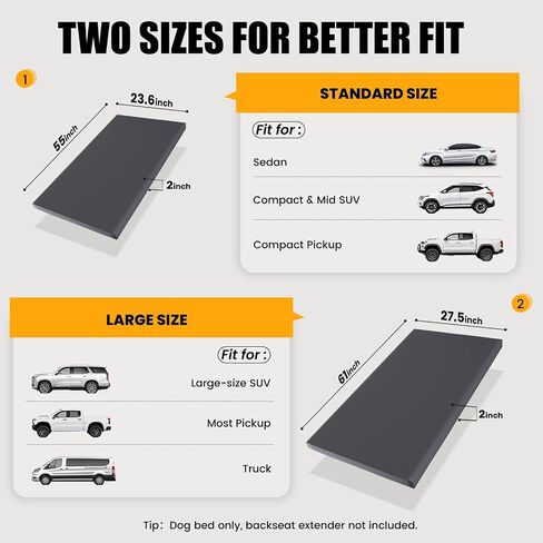 Dog Car Bed for Back Seat Cover, Supportive Foam Pet Mat Cushion for Car Backseat Extender with Removable Cover, Large Size for SUV & Truck, Easy Clean, Extra Large in Kuwait