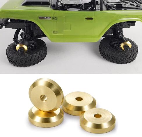 COOWOO Brass Wheel Weight Hex Hub Adapters Upgrade Parts for 1/24 SCX24 RC Crawler Cars (Set of 4) - Precision CNC Machined, Enhanced Stability, Traction, and Durability in Saudi Arabia